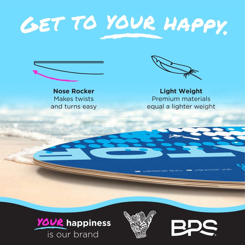 BPS لوح التزلج BPS 'Gator' 40" - لوح خشبي مغطى مع وسادة قبضة - لا حاجة للشمع - للأطفال والبالغين (أزرق) - Image 5